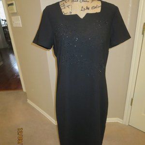 COMPONIX Mid-Length Black Dress with Beading Sz 14
